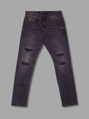 R13 Skate Washed Black Distressed Cotton Blend Slim Jeans Sz 32
